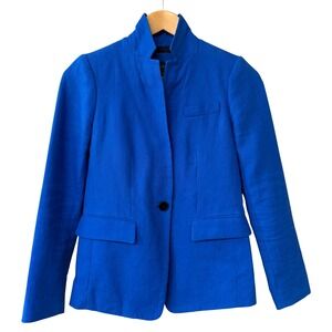 J. Crew Womens Regent blazer in Linen Royal Tanzanite Size 0P Blue Career Office
